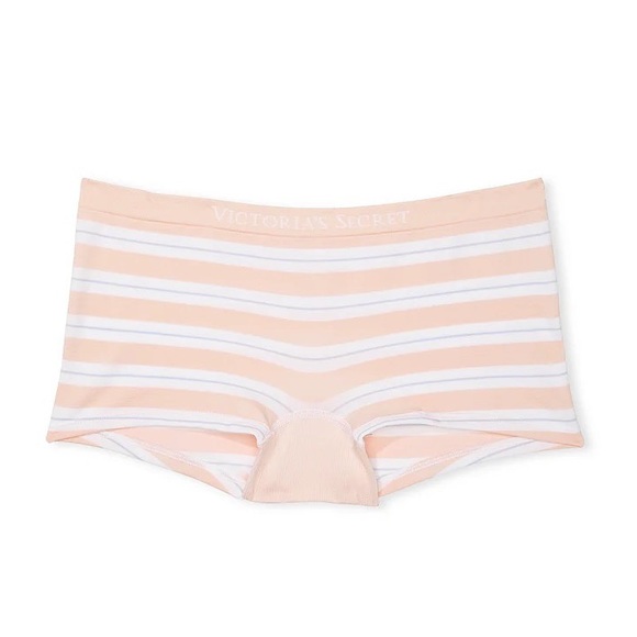 Victoria's Secret Seamless Boyshort Panty Purest Pink Stripe Large NEW - Picture 2 of 6